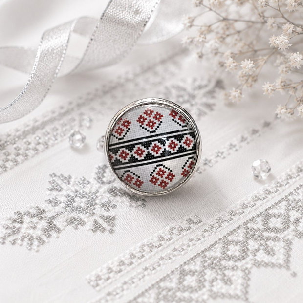 Inel cabochon motive traditionale 14mm