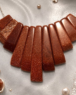 Colier set pandantive goldstone