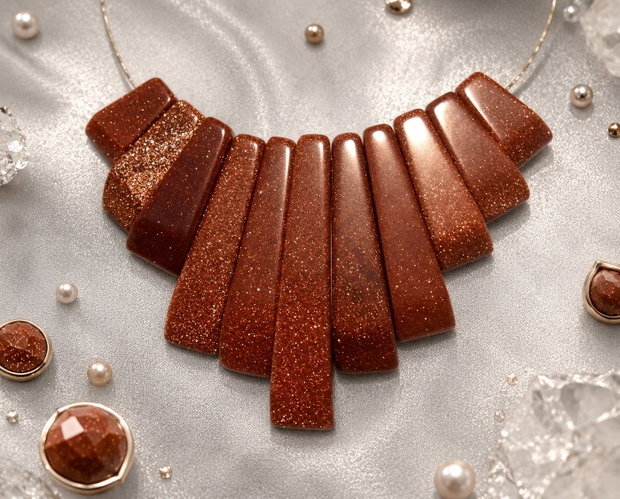 Colier set pandantive goldstone