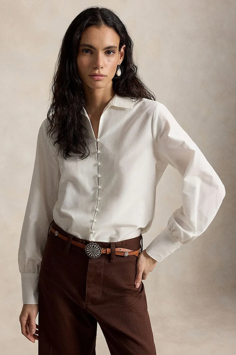 Polo Ralph Lauren cămașă de damă cu amestec de mătase