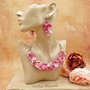 Set Bijuterii Pink Blossom  Colier la baza gâtului și Cercei (cod1462)