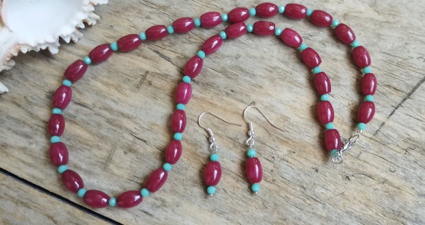 Colier colorat si cercei - agate