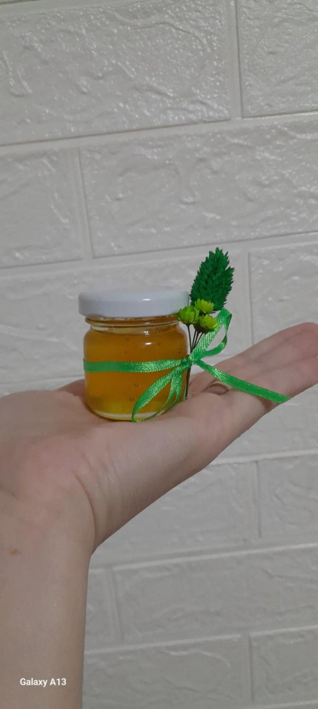 Mărturie pentru botez Borcănaș cu miere 40 ml, personalizat