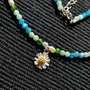 Colier argint crom diopsid aparit amazonit perle naturale de cultura baroc charm floare argint vermeil doua tonuri minimalist boho chic fresh trendy