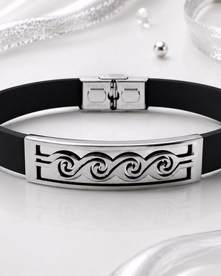 Bratara piele cu link inox