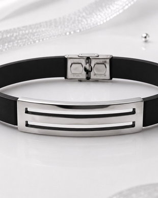 Bratara piele cu link inox