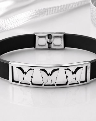 Bratara piele cu link inox
