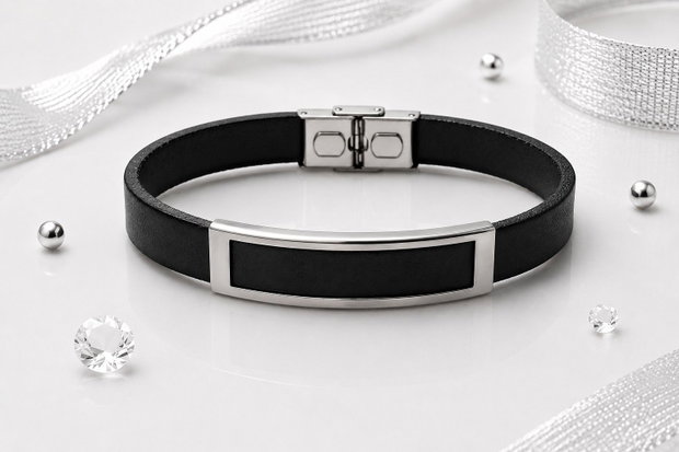 Bratara piele cu link inox