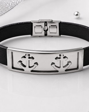 Bratara piele cu link inox