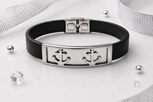 Bratara piele cu link inox