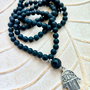 MALA onix mat & mini pandantiv mana lui Hamsa