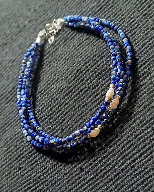Bratara argint X4 lapis lazuli perle naturale de cultura baroc boho chic trendy