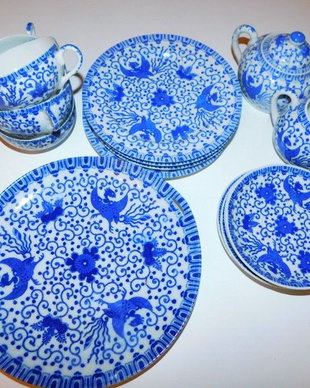 Portelan Japonia , original, pentru desert , cani portelan coji de ou ,  extrem de fine
