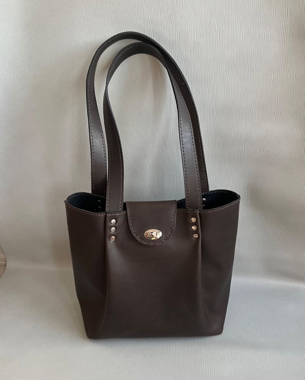 Geantă tote din piele naturală, maro