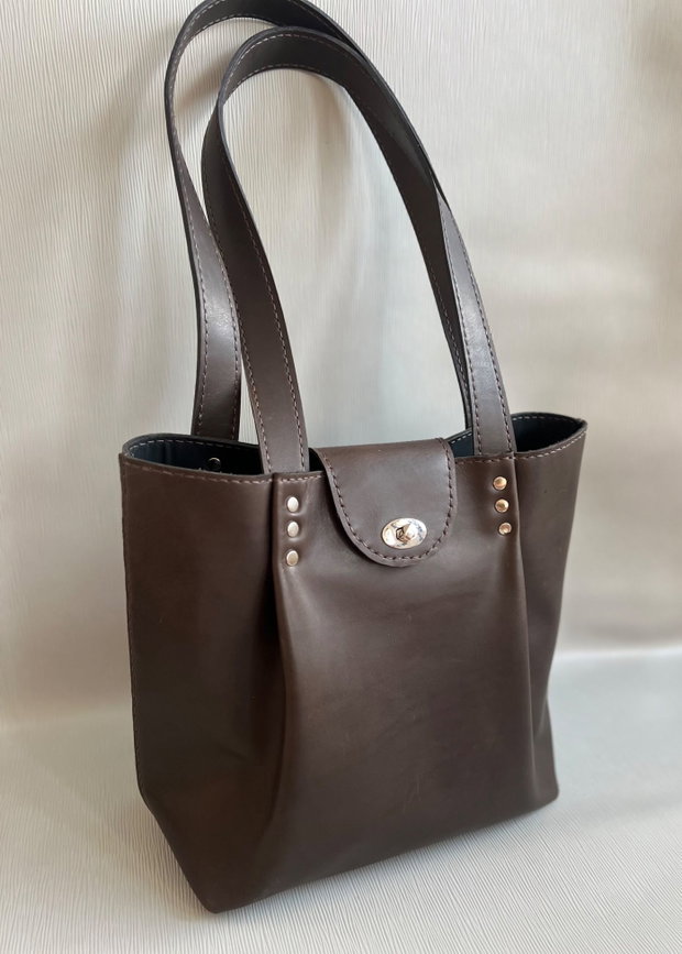 Geantă tote din piele naturală, maro
