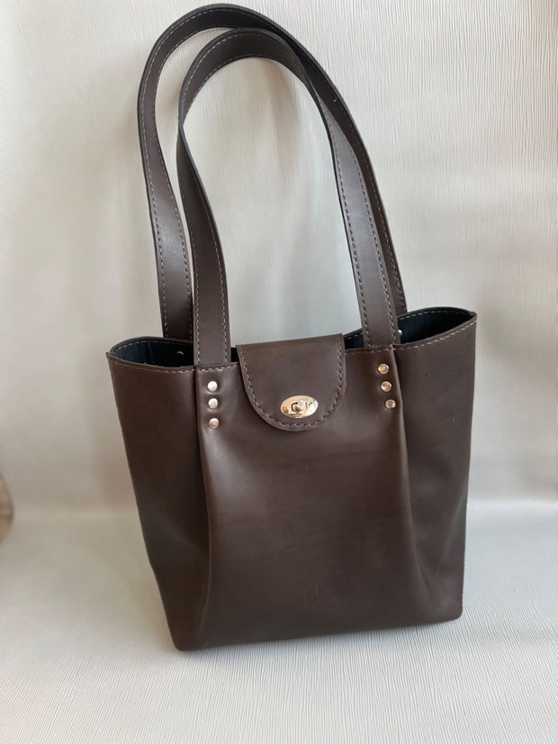 Geantă tote din piele naturală, maro