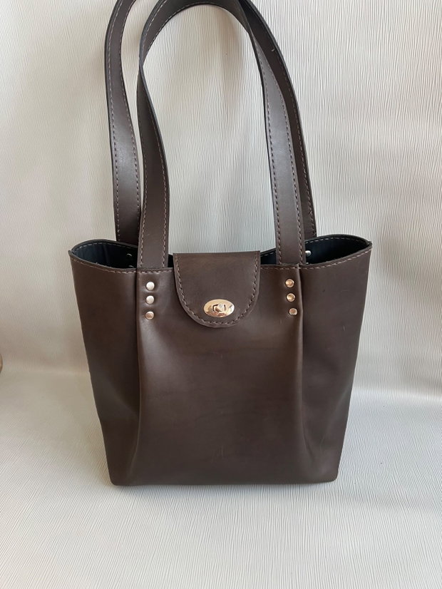 Geantă tote din piele naturală, maro