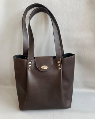 Geantă tote din piele naturală, maro