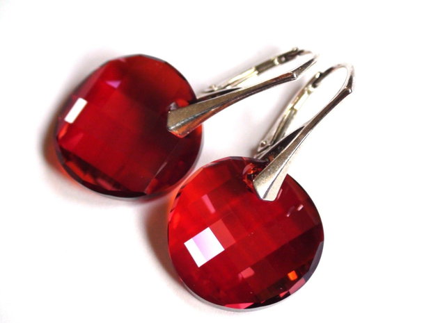 Cercei Cristale Swarovski si argint 925 - CE292 - cercei Swarovski, cadou iubita, cercei ocazie, cadou romantic, cercei cadou, cadou sotie, cercei rosii, cercei nasa
