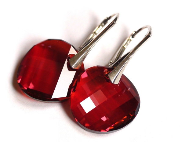 Cercei Cristale Swarovski si argint 925 - CE292 - cercei Swarovski, cadou iubita, cercei ocazie, cadou romantic, cercei cadou, cadou sotie, cercei rosii, cercei nasa