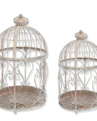 Set doua colivii decorative din fier forjat antik white