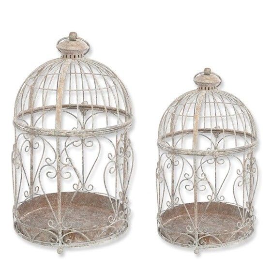 Set doua colivii decorative din fier forjat antik white