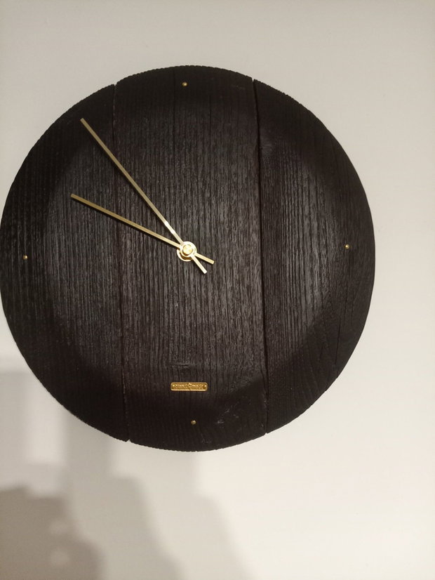 Ceas de perete handmade din fund de butoi vechi din stejar | Rustik Light