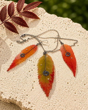 Set bijuterii frunze Sumac 02271