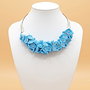 Colier handmade statement cu flori bleu - Eleganță Florală (cod1463)