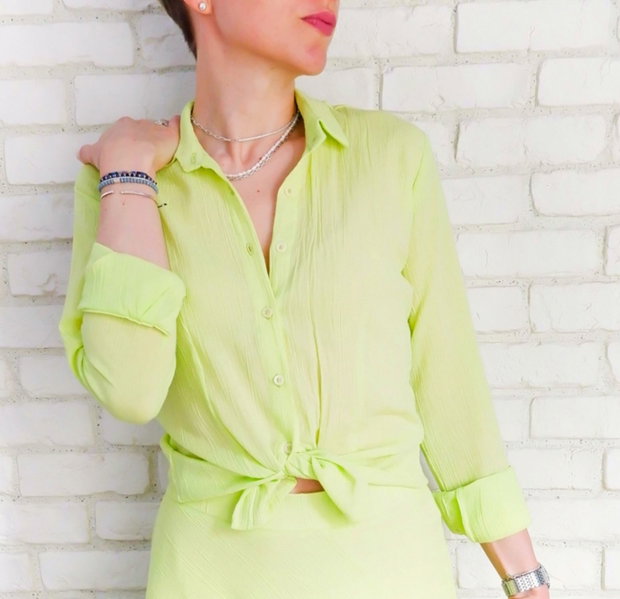 Camasa Dama Panza Topita Verde Neon