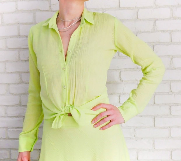 Camasa Dama Panza Topita Verde Neon