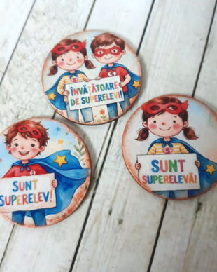 Insigne / ecusoane personalizate pentru prima zi de scoala - tema superelev