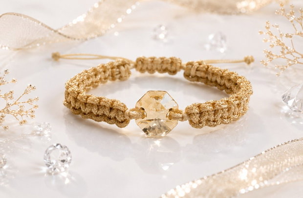 Bratara reglabila cu piatra Swarovski Octogon Golden Shadow
