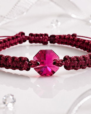 Bratara reglabila cu piatra Swarovski Octogon Ruby