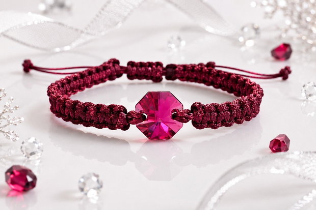 Bratara reglabila cu piatra Swarovski Octogon Ruby