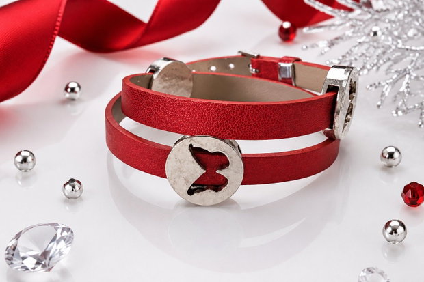 Bratara imitatie piele si slider charm