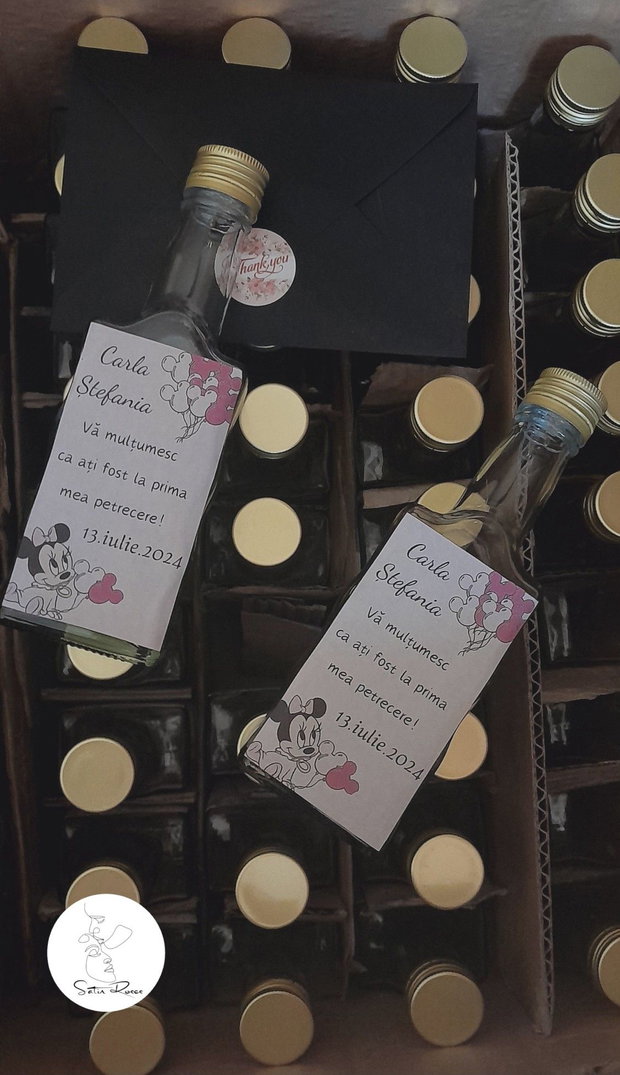 Mărturie pentru botez Sticluță din sticlă 250 ml, personalizată