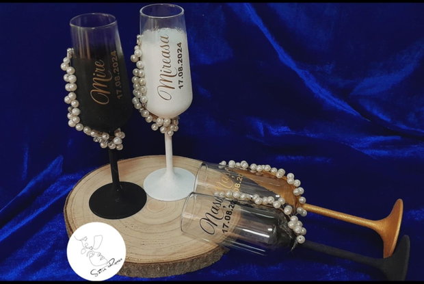 Pahare personalizate Model cu perle