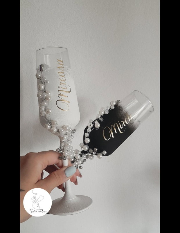 Pahare personalizate Model cu perle