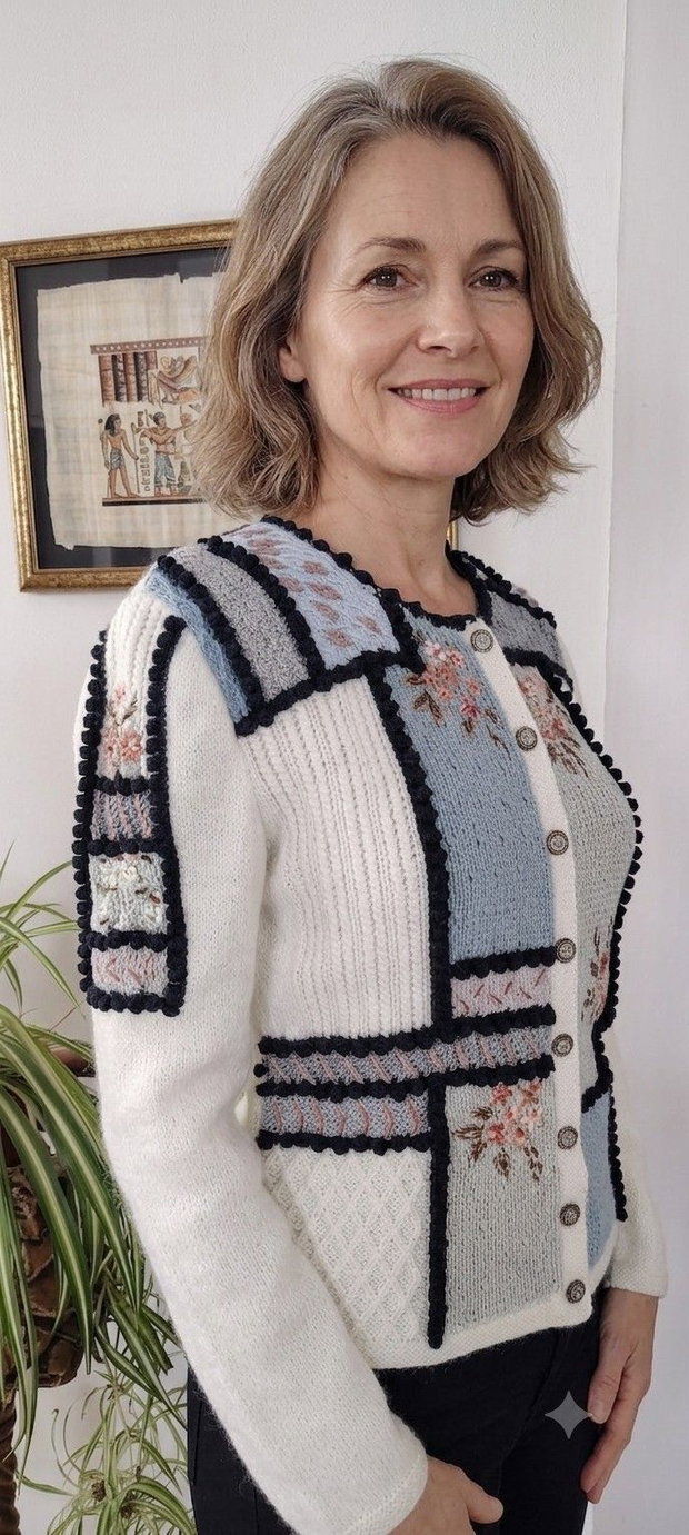 Jachetă multicolor alb bleu
