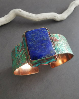 Bratara cupru antichizat si lapis lazuli