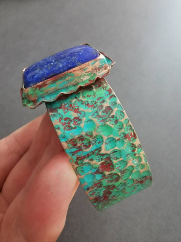 Bratara cupru antichizat si lapis lazuli
