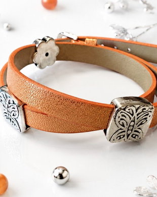 Bratara imitatie piele si slider charm