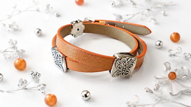 Bratara imitatie piele si slider charm