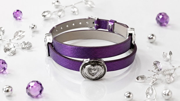 Bratara imitatie piele si slider charm
