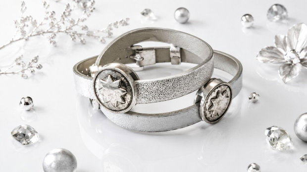 Bratara imitatie piele si slider charm