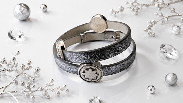 Bratara imitatie piele si slider charm