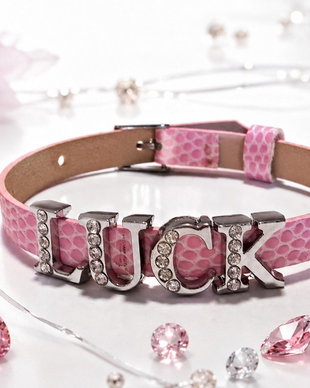 Bratara imitatie piele si slider charm Luck