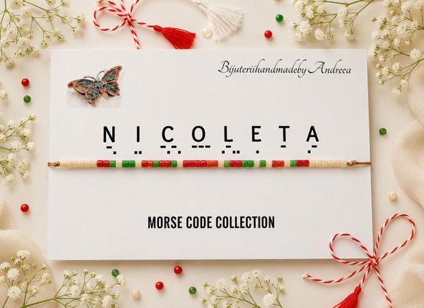 Bratara reglabila cod Morse NICOLETA