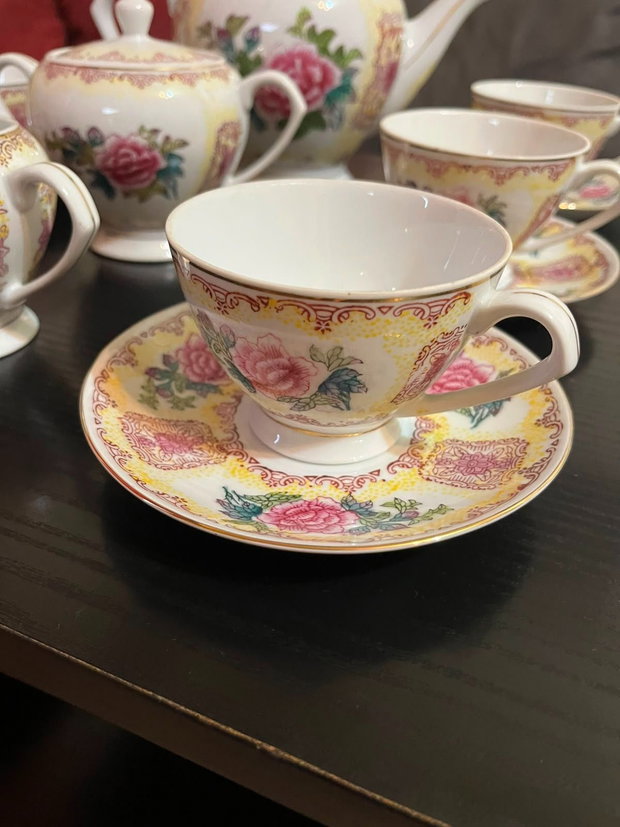 Serviciu complet ceai/cafea porțelan chinezesc vintage, anii '60 15 piese, Impecabil